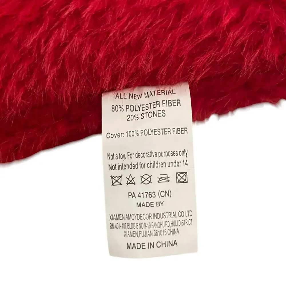 Bella Lux Valentine's Red Lip Shaped Decorative Pillow 9.5x19 New